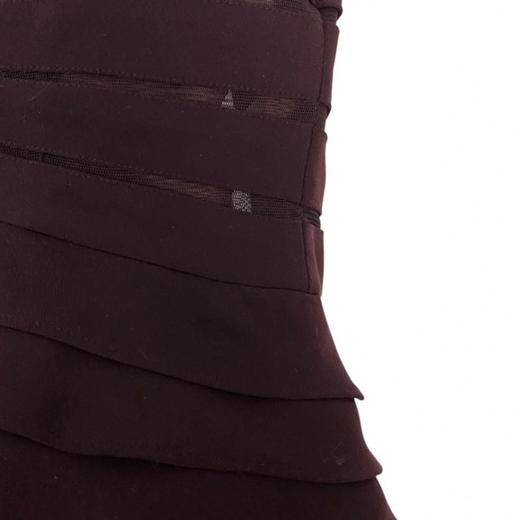 Eliza J NY Sheer Layered Cocktail Dress Womens Size 6 Petite Small Red Brown - Picture 4 of 9